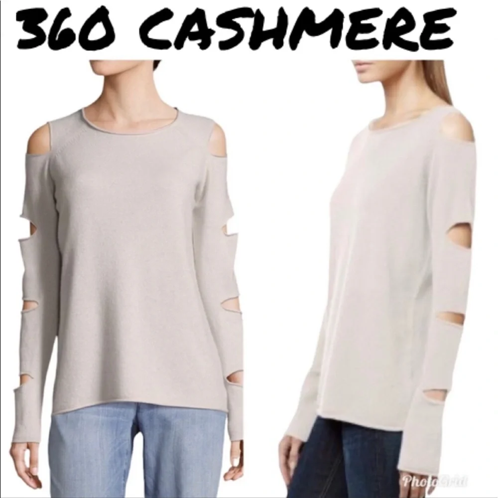360 Cashmere Cream Cutout Cashmere Sweater Extra Small - Picture 1 of 11
